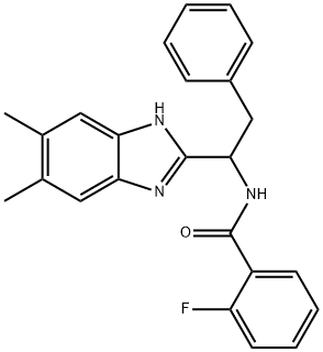 N-[1-(5,6-DIMETHYL-1H-1,3-BENZIMIDAZOL-2-YL)-2-PHENYLETHYL]-2-FLUOROBENZENECARBOXAMIDE Struktur