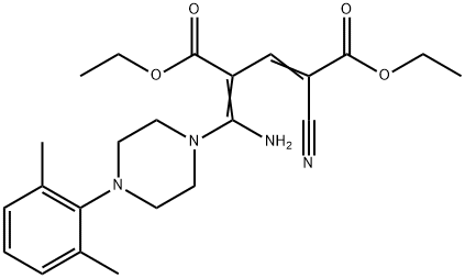 DIETHYL 4-(AMINO[4-(2,6-DIMETHYLPHENYL)PIPERAZINO]METHYLENE)-2-CYANO-2-PENTENEDIOATE Struktur