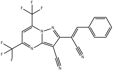 2-(1-CYANO-2-PHENYLVINYL)-5,7-BIS(TRIFLUOROMETHYL)PYRAZOLO[1,5-A]PYRIMIDINE-3-CARBONITRILE Struktur