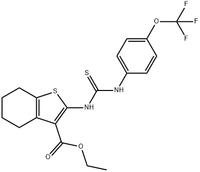 ETHYL 2-((THIOXO((4-(TRIFLUOROMETHOXY)PHENYL)AMINO)METHYL)AMINO)-4,5,6,7-TETRAHYDROBENZO[B]THIOPHENE-3-CARBOXYLATE Struktur