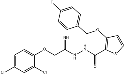 N'-[2-(2,4-DICHLOROPHENOXY)ETHANIMIDOYL]-3-[(4-FLUOROBENZYL)OXY]-2-THIOPHENECARBOHYDRAZIDE Struktur