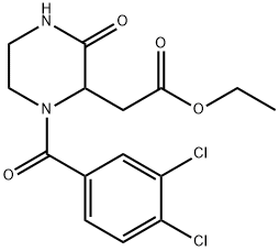 ETHYL 2-[1-(3,4-DICHLOROBENZOYL)-3-OXO-2-PIPERAZINYL]ACETATE Struktur