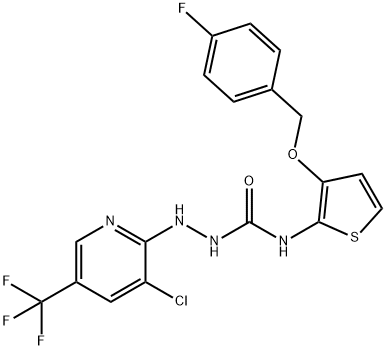 2-[3-CHLORO-5-(TRIFLUOROMETHYL)-2-PYRIDINYL]-N-(3-[(4-FLUOROBENZYL)OXY]-2-THIENYL)-1-HYDRAZINECARBOXAMIDE Struktur