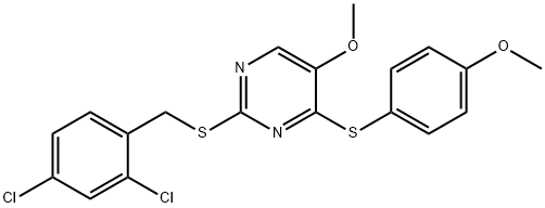 2-[(2,4-DICHLOROBENZYL)SULFANYL]-4-[(4-METHOXYPHENYL)SULFANYL]-5-PYRIMIDINYL METHYL ETHER Struktur