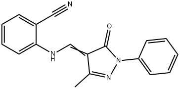 2-([(3-METHYL-5-OXO-1-PHENYL-1,5-DIHYDRO-4H-PYRAZOL-4-YLIDEN)METHYL]AMINO)BENZENECARBONITRILE Struktur