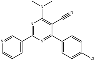 4-(4-CHLOROPHENYL)-6-(DIMETHYLAMINO)-2-(3-PYRIDINYL)-5-PYRIMIDINECARBONITRILE Struktur