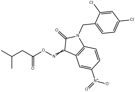 1-(2,4-DICHLOROBENZYL)-3-([(3-METHYLBUTANOYL)OXY]IMINO)-5-NITRO-1,3-DIHYDRO-2H-INDOL-2-ONE Struktur