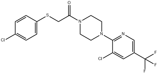 2-[(4-CHLOROPHENYL)SULFANYL]-1-(4-[3-CHLORO-5-(TRIFLUOROMETHYL)-2-PYRIDINYL]PIPERAZINO)-1-ETHANONE Struktur