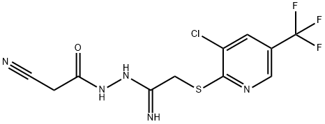 N'-(2-([3-CHLORO-5-(TRIFLUOROMETHYL)-2-PYRIDINYL]SULFANYL)ETHANIMIDOYL)-2-CYANOACETOHYDRAZIDE Struktur