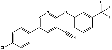 5-(4-CHLOROPHENYL)-2-[3-(TRIFLUOROMETHYL)PHENOXY]NICOTINONITRILE Struktur