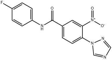 N-(4-FLUOROPHENYL)-3-NITRO-4-(1H-1,2,4-TRIAZOL-1-YL)BENZENECARBOXAMIDE Struktur