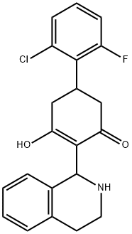 5-(2-CHLORO-6-FLUOROPHENYL)-3-HYDROXY-2-(1,2,3,4-TETRAHYDRO-1-ISOQUINOLINYL)-2-CYCLOHEXEN-1-ONE Struktur