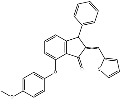 7-(4-METHOXYPHENOXY)-3-PHENYL-2-(2-THIENYLMETHYLENE)-1-INDANONE Struktur