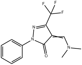 4-[(DIMETHYLAMINO)METHYLENE]-2-PHENYL-5-(TRIFLUOROMETHYL)-2,4-DIHYDRO-3H-PYRAZOL-3-ONE Struktur