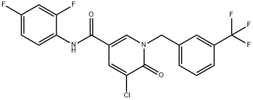 5-CHLORO-N-(2,4-DIFLUOROPHENYL)-6-OXO-1-[3-(TRIFLUOROMETHYL)BENZYL]-1,6-DIHYDRO-3-PYRIDINECARBOXAMIDE Struktur