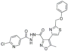 N'3-[(6-CHLORO-3-PYRIDYL)CARBONYL]-5-METHYL-4-[2-(PHENOXYMETHYL)-1,3-THIAZOL-4-YL]ISOXAZOLE-3-CARBOHYDRAZIDE Struktur