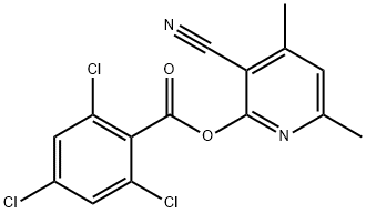 3-CYANO-4,6-DIMETHYL-2-PYRIDINYL 2,4,6-TRICHLOROBENZENECARBOXYLATE Struktur