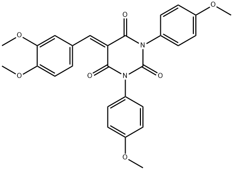 1,3-BIS(4-METHOXYPHENYL)-5-((3,4-DIMETHOXYPHENYL)METHYLENE)-1,3-DIAZAPERHYDROINE-2,4,6-TRIONE Struktur