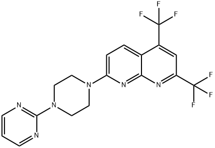 7-[4-(2-PYRIMIDINYL)PIPERAZINO]-2,4-BIS(TRIFLUOROMETHYL)[1,8]NAPHTHYRIDINE Struktur