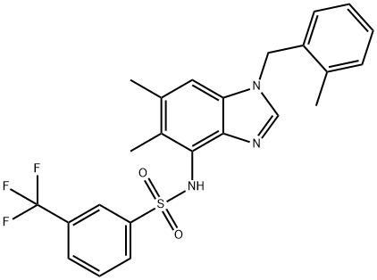 N-[5,6-DIMETHYL-1-(2-METHYLBENZYL)-1H-1,3-BENZIMIDAZOL-4-YL]-3-(TRIFLUOROMETHYL)BENZENESULFONAMIDE Struktur