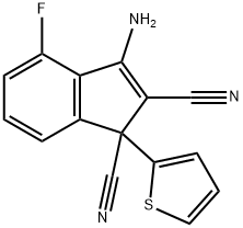 3-AMINO-4-FLUORO-1-(2-THIENYL)-1H-INDENE-1,2-DICARBONITRILE Struktur