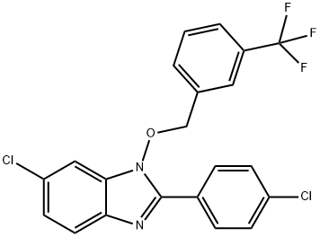 6-CHLORO-2-(4-CHLOROPHENYL)-1-([3-(TRIFLUOROMETHYL)BENZYL]OXY)-1H-1,3-BENZIMIDAZOLE Struktur