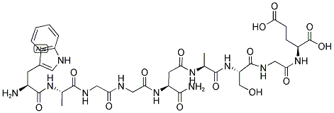 H-TRP-ALA-GLY-GLY-ASP(ALA-SER-GLY-GLU-OH)-NH2 Struktur