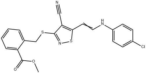 METHYL 2-[((5-[2-(4-CHLOROANILINO)VINYL]-4-CYANO-3-ISOTHIAZOLYL)SULFANYL)METHYL]BENZENECARBOXYLATE Struktur