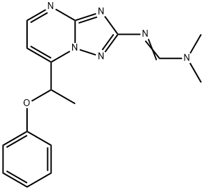 N,N-DIMETHYL-N'-[7-(1-PHENOXYETHYL)[1,2,4]TRIAZOLO[1,5-A]PYRIMIDIN-2-YL]IMINOFORMAMIDE Struktur