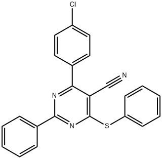 4-(4-CHLOROPHENYL)-2-PHENYL-6-(PHENYLSULFANYL)-5-PYRIMIDINECARBONITRILE Struktur