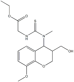 ETHYL 2-(([[3-(HYDROXYMETHYL)-8-METHOXY-3,4-DIHYDRO-2H-CHROMEN-4-YL](METHYL)AMINO]CARBOTHIOYL) AMINO)ACETATE Struktur