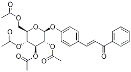 3,5-DI(ACETYLOXY)-2-[(ACETYLOXY)METHYL]-6-[4-(3-OXO-3-PHENYLPROP-1-ENYL)PHENOXY]TETRAHYDRO-2H-PYRAN-4-YL ACETATE Struktur