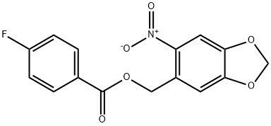 (6-NITRO-1,3-BENZODIOXOL-5-YL)METHYL 4-FLUOROBENZENECARBOXYLATE Struktur