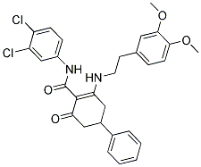 N-(3,4-DICHLOROPHENYL)(6-((2-(3,4-DIMETHOXYPHENYL)ETHYL)AMINO)-2-OXO-4-PHENYLCYCLOHEX-1-ENYL)FORMAMIDE Struktur