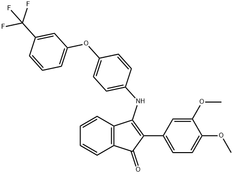 2-(3,4-DIMETHOXYPHENYL)-3-((4-(3-(TRIFLUOROMETHYL)PHENOXY)PHENYL)AMINO)INDEN-1-ONE Struktur