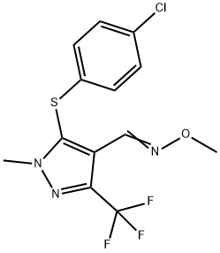 5-[(4-CHLOROPHENYL)SULFANYL]-1-METHYL-3-(TRIFLUOROMETHYL)-1H-PYRAZOLE-4-CARBALDEHYDE O-METHYLOXIME Struktur