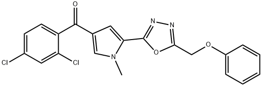 (2,4-DICHLOROPHENYL)(1-METHYL-5-[5-(PHENOXYMETHYL)-1,3,4-OXADIAZOL-2-YL]-1H-PYRROL-3-YL)METHANONE Struktur