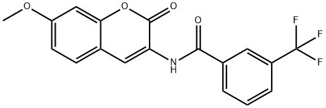 N-(7-METHOXY-2-OXO-2H-CHROMEN-3-YL)-3-(TRIFLUOROMETHYL)BENZENECARBOXAMIDE Struktur