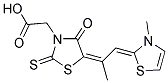 2-THIOXO-3-CARBOXYMETHYL-4-OXO-5-(1-METHYL-2-(N-METHYL-1,3-THIAZOLIN-2-YLIDEN)-ETH-1-YLIDEN)-1,3-THIAZOLIDINE Struktur