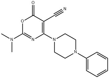 2-(DIMETHYLAMINO)-6-OXO-4-(4-PHENYLPIPERAZINO)-6H-1,3-OXAZINE-5-CARBONITRILE Struktur