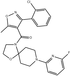 [3-(2-CHLOROPHENYL)-5-METHYL-4-ISOXAZOLYL][8-(6-FLUORO-2-PYRIDINYL)-1-OXA-4,8-DIAZASPIRO[4.5]DEC-4-YL]METHANONE Struktur