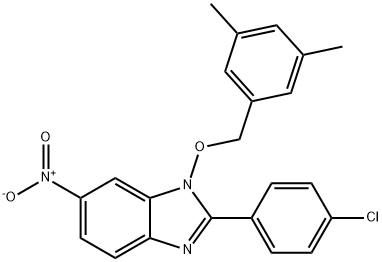 2-(4-CHLOROPHENYL)-1-[(3,5-DIMETHYLBENZYL)OXY]-6-NITRO-1H-1,3-BENZIMIDAZOLE Struktur