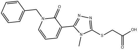 2-([5-(1-BENZYL-2-OXO-1,2-DIHYDRO-3-PYRIDINYL)-4-METHYL-4H-1,2,4-TRIAZOL-3-YL]SULFANYL)ACETIC ACID Struktur