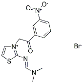 2-([(DIMETHYLAMINO)METHYLIDENE]AMINO)-3-[2-(3-NITROPHENYL)-2-OXOETHYL]-1,3-THIAZOL-3-IUM BROMIDE Struktur