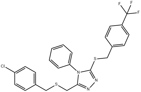 3-([(4-CHLOROBENZYL)SULFANYL]METHYL)-4-PHENYL-5-([4-(TRIFLUOROMETHYL)BENZYL]SULFANYL)-4H-1,2,4-TRIAZOLE Struktur