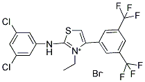 2-(3,5-DICHLOROANILINO)-4-[3,5-DI(TRIFLUOROMETHYL)PHENYL]-3-ETHYL-1,3-THIAZOL-3-IUM BROMIDE Struktur