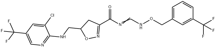 5-(([3-CHLORO-5-(TRIFLUOROMETHYL)-2-PYRIDINYL]AMINO)METHYL)-N-[(([3-(TRIFLUOROMETHYL)BENZYL]OXY)AMINO)METHYLENE]-4,5-DIHYDRO-3-ISOXAZOLECARBOXAMIDE Struktur