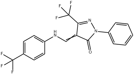 2-PHENYL-5-(TRIFLUOROMETHYL)-4-([4-(TRIFLUOROMETHYL)ANILINO]METHYLENE)-2,4-DIHYDRO-3H-PYRAZOL-3-ONE Struktur