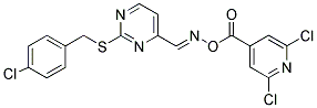 2-[(4-CHLOROBENZYL)THIO]-4-(([(2,6-DICHLOROISONICOTINOYL)OXY]IMINO)METHYL)PYRIMIDINE Struktur