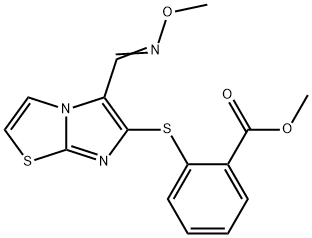 METHYL 2-((5-[(METHOXYIMINO)METHYL]IMIDAZO[2,1-B][1,3]THIAZOL-6-YL)SULFANYL)BENZENECARBOXYLATE Struktur